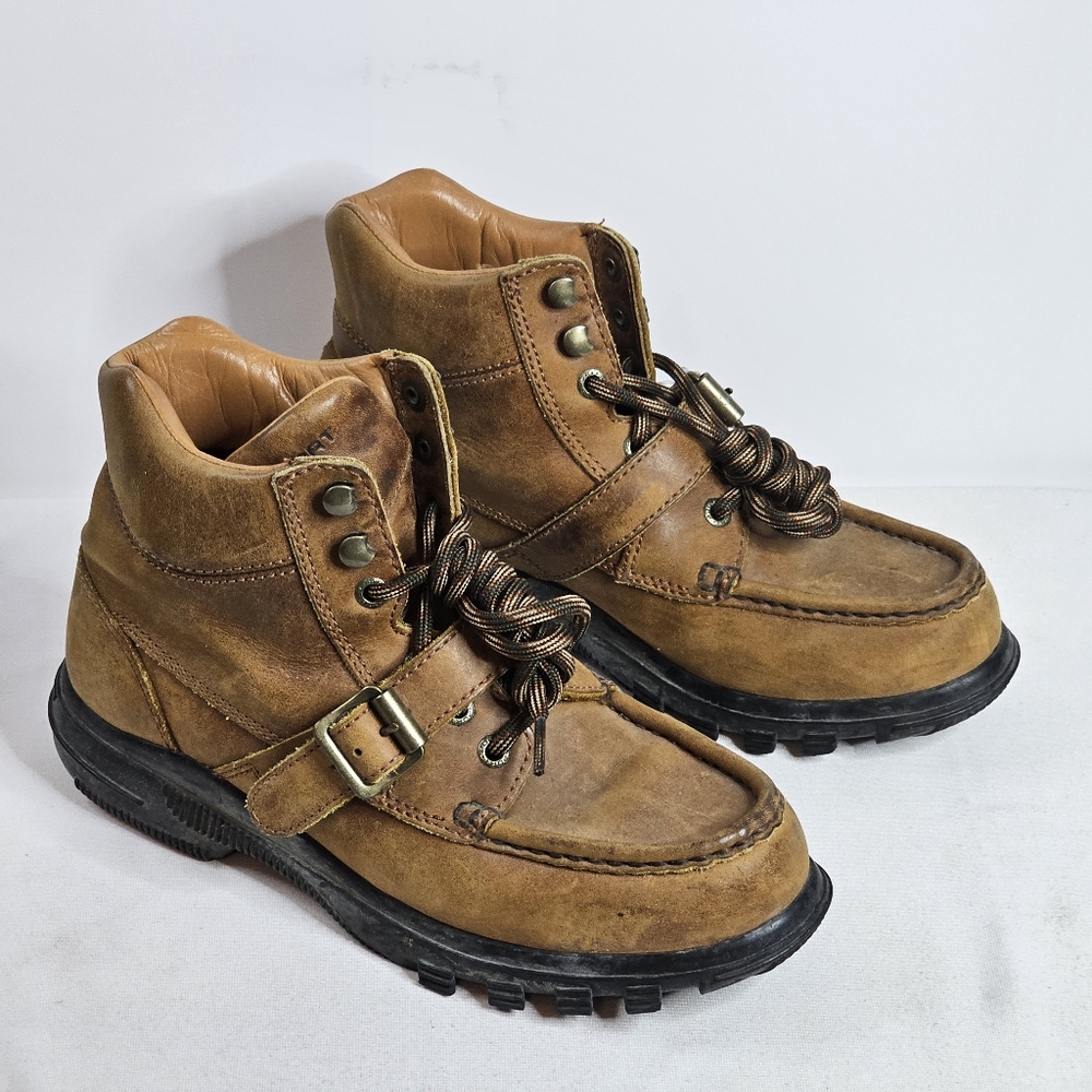Polo Sport Ralph Lauren Ranger Brown Leather Ankle Chukka Boots Women 9B Buckle